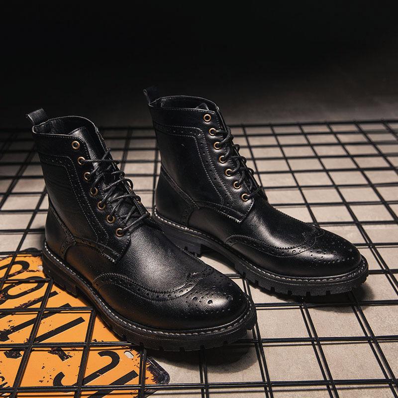 New high-top casual leather shoes leather spring and autumn short boots leather boots British short tube 38