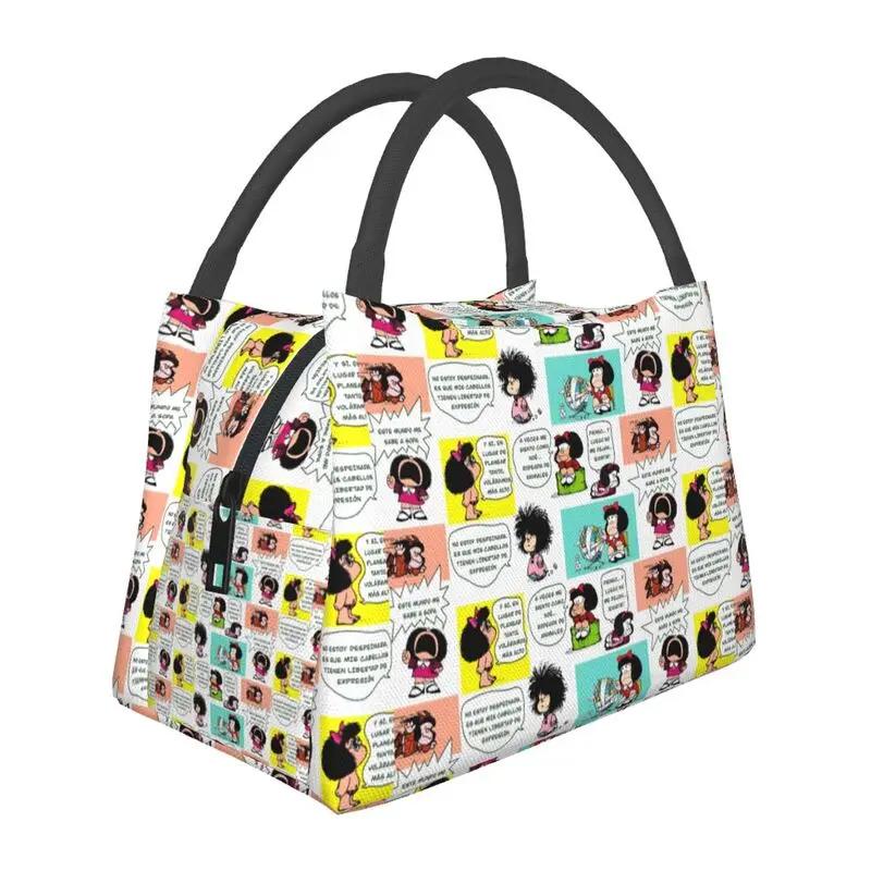Custom Vintage Mafalda Manga Insulated Lunch Bags for Quino Comic Cartoon Thermal Cooler Bento Box Office Picnic Travel