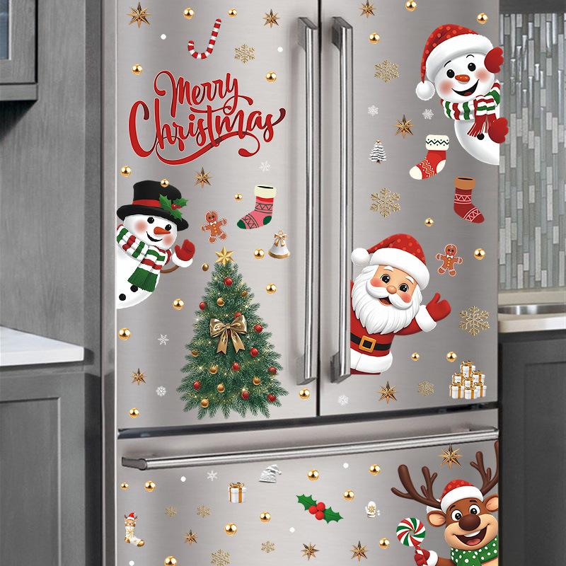Christmas, Decorative Electrostatic Glass Stickers, Snowman Stickers, Santa Claus, Reindeer, Window Stickers, Snowflake Window Decorations