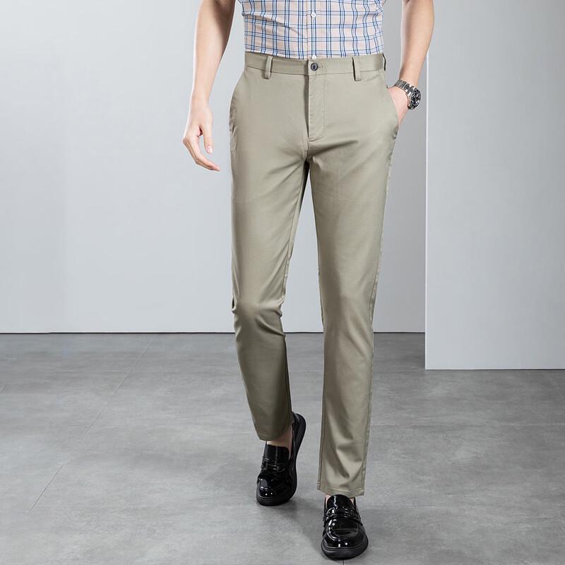 Luomeng Men's Lyocell Blend Straight-Leg Casual Pants