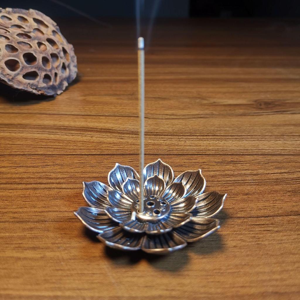 Lotus Alloy Multi-Hole Incense Holder and Burner for Aromatherapy