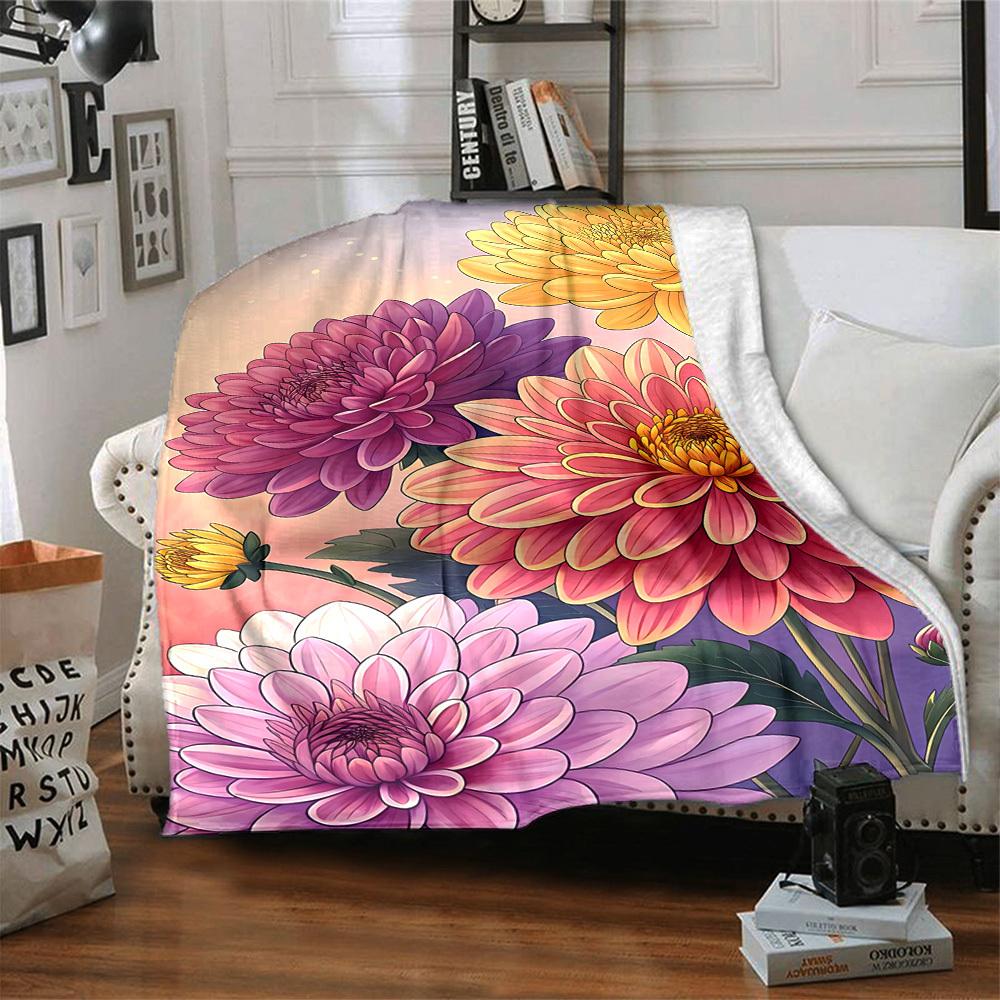 1pc Chrysanthemum Flowers Blanket Warm, Cozy, And Soft, Suitable for Sofas, Beds, Cars, And Office Use.Perfect for Camping And Travel, Making It a Gre
