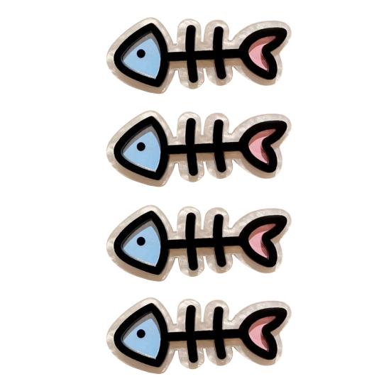 4Pcs Girl Hairpin Macaron Color Ocean Fish Shape Acrylic Hair Clips Smooth Rounded Edges Daily Styling Hair Accessory