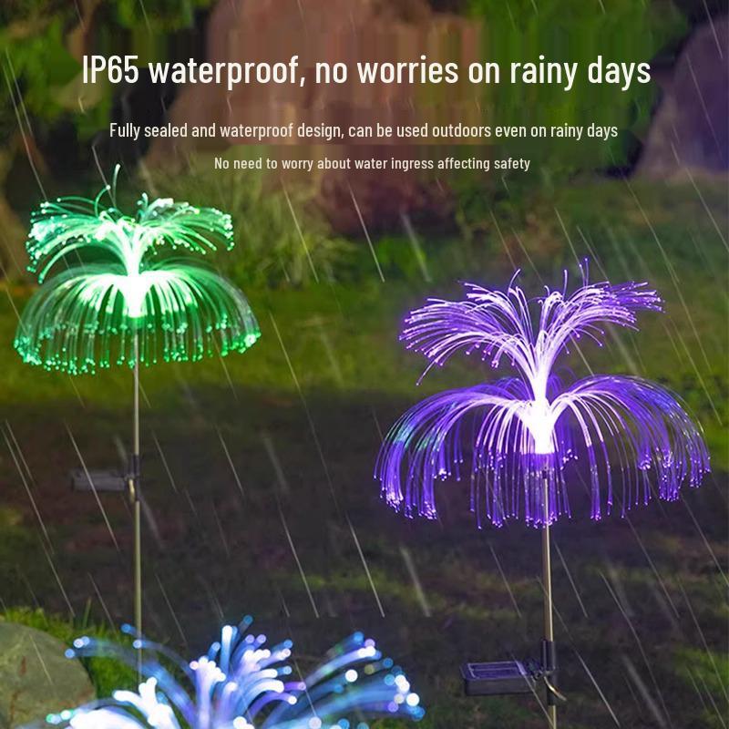 Colorful Solar Fiber Optic Jellyfish Garden Light - Outdoor Lawn and Courtyard Decoration