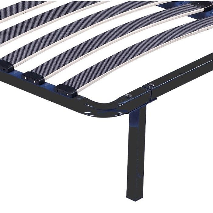 Marion - Black Bed Base Reinforced Slatted Frame and Adjustable Support Feet 120x200 X 29 Cm In Metal - R Assembly