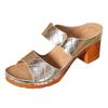 Womens Sandals Memory Foam Thick Heel Fish Mouth Women'S Outer Wear Shoes Fashionable Casual Shiny One Strap Shoes For Woman
