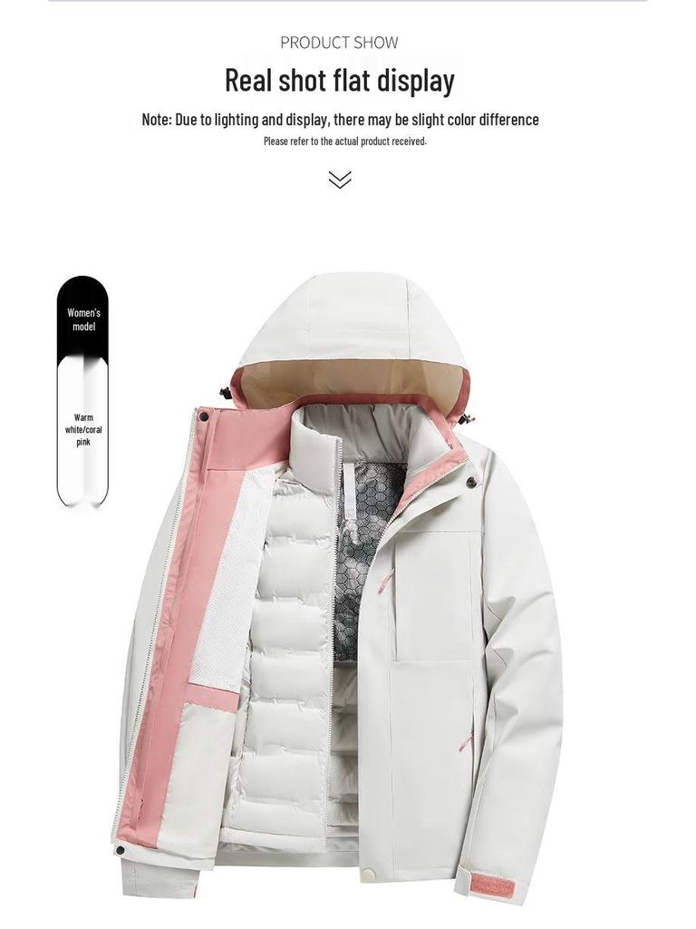 Women's 2024 Three-in-One Winter Hiking Windbreaker: Thickened, Warm, and Windproof Outdoor Jacket