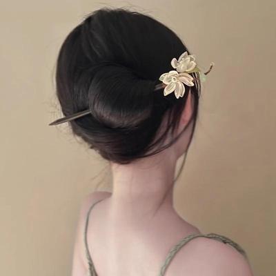 Spilla per Capelli in Legno Vintage Stile Cinese Passo Scuotere Nappa Fiore di Magnolia Accessori per Capelli Hanfu Antichi per Donne Ragazze