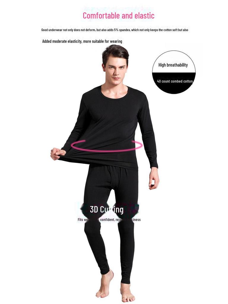 Water Fox Men's Combed Cotton Lycra Autumn Warm Casual Home Pants