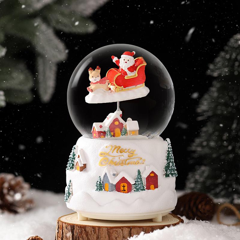 Boîte à musique fantaisie de Noël avec boule de cristal – Décoration princesse, cadeau pour anniversaire de fille