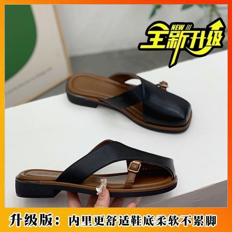 Xiaoxiangfeng temperament bag head half slippers women s summer Korean version height increase non-slip shoes outer slippers 35