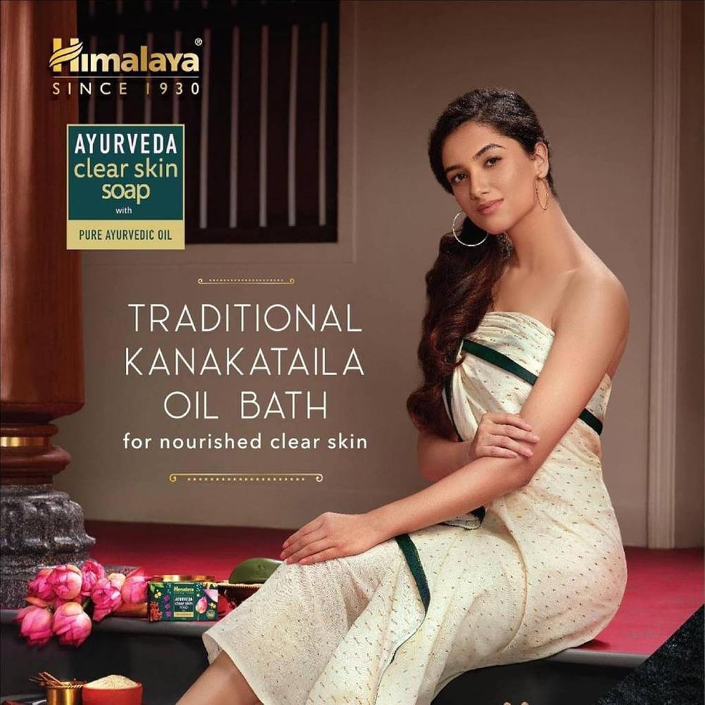 Himalaya Ayurveda Clear Skin Soap For Blemish-Free Glowing Skin, Natural Face & Body Cleanser Bar, 75g, Pack Of 1