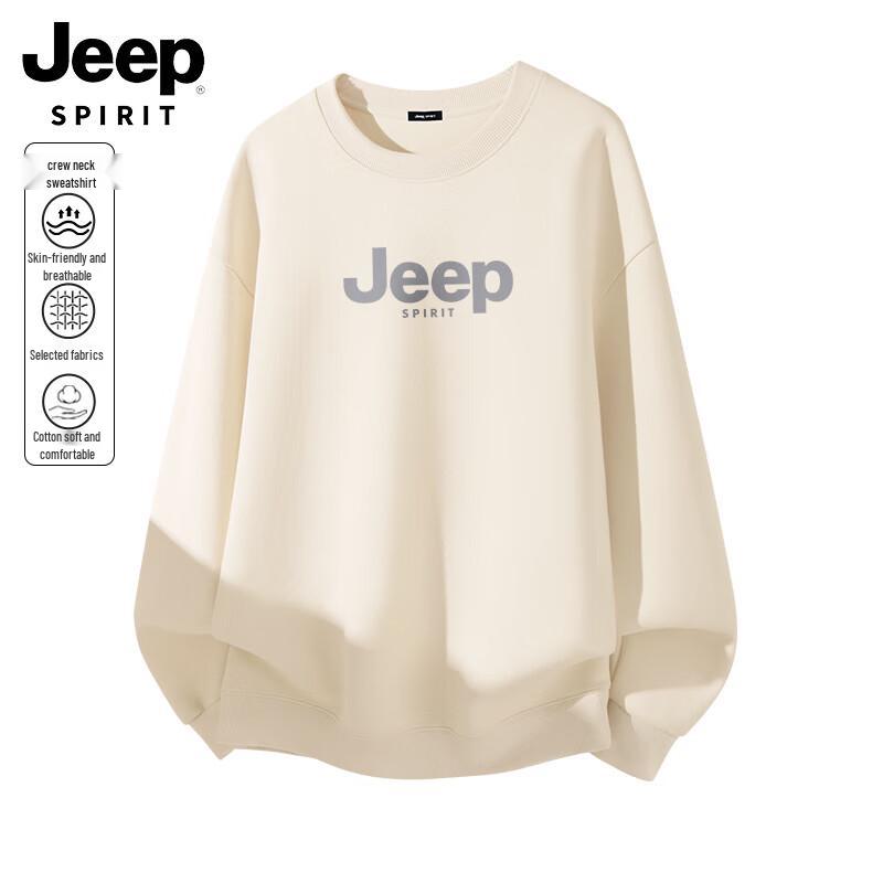 JEEP SPIRIT Men's Trendy Printed Crew Neck Long Sleeve Sweatshirt