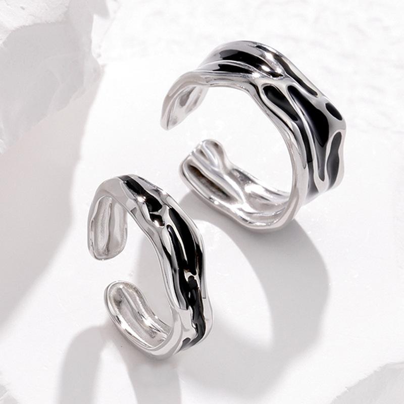 Titanstahl-Paarring Beliebter Hip-Hop-Ring aus übertriebenem schwarzem Tropföl