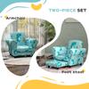 2 Piece Kids Sofa Set with Dinosaur Design, Wooden Frame, for 1.5-3 Years Old, Blue