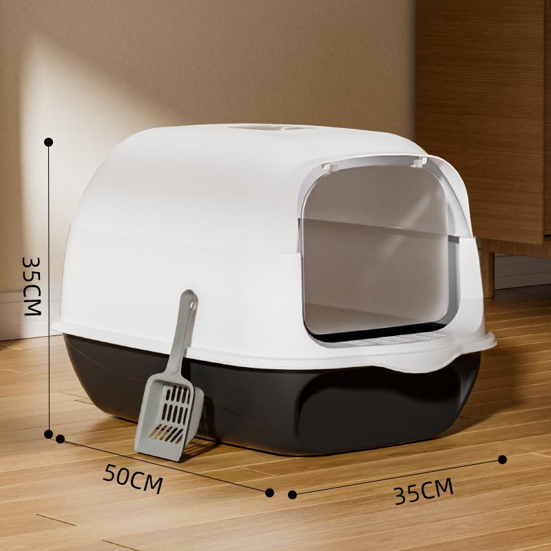 Cutie de nisip pentru pisici extra mare, închisă, rezistentă la mirosuri, cu tavă anti-stropire detașabilă