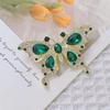 Emerald Rhinestone Butterfly Brooch Shawl Clasp - Women's Summer Anti-exposure Suit Jacket Accessory