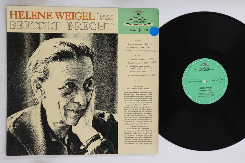 LP Record BERTOLT BRECHT HELENE WEIGEL  Helene Weigel Liest Bertolt Brecht 43075 DEUTSCHE GRAMM 1966 Germany Soundtracks  Musicals Used