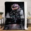 Lewis Hamilton Mercedes #44 Purple Helmet Rain F1 Racing Warm Printed Blanket for Living Room Couch