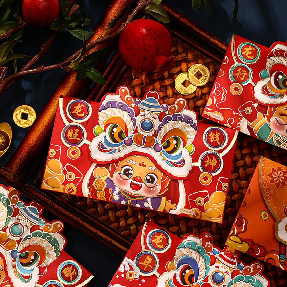 4 Pieces Chinese New Year Red Envelopes Of The Dragon Lunar New Year Red Packet For Spring Festival Chinese Cartoon Envelope