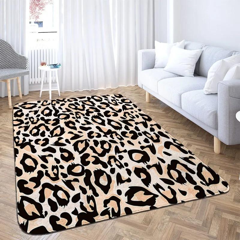 Animal Skin Pattern Leopard Print Carpet Home Bedroom Floor Decor Large Size Mat Non-slip Coffee Table Area Rug Bathroom Doormat