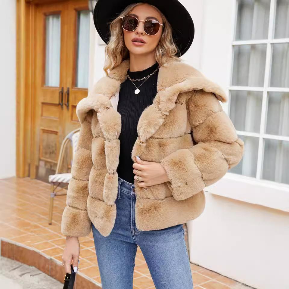 

0 large lapel short women s imitation fur jacket top autumn and winter new products XXXL хакі