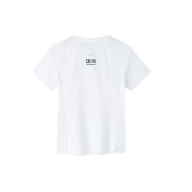 Anta National Flag Pattern Printed Round Neck T-Shirt Women Tops White 162250104-1