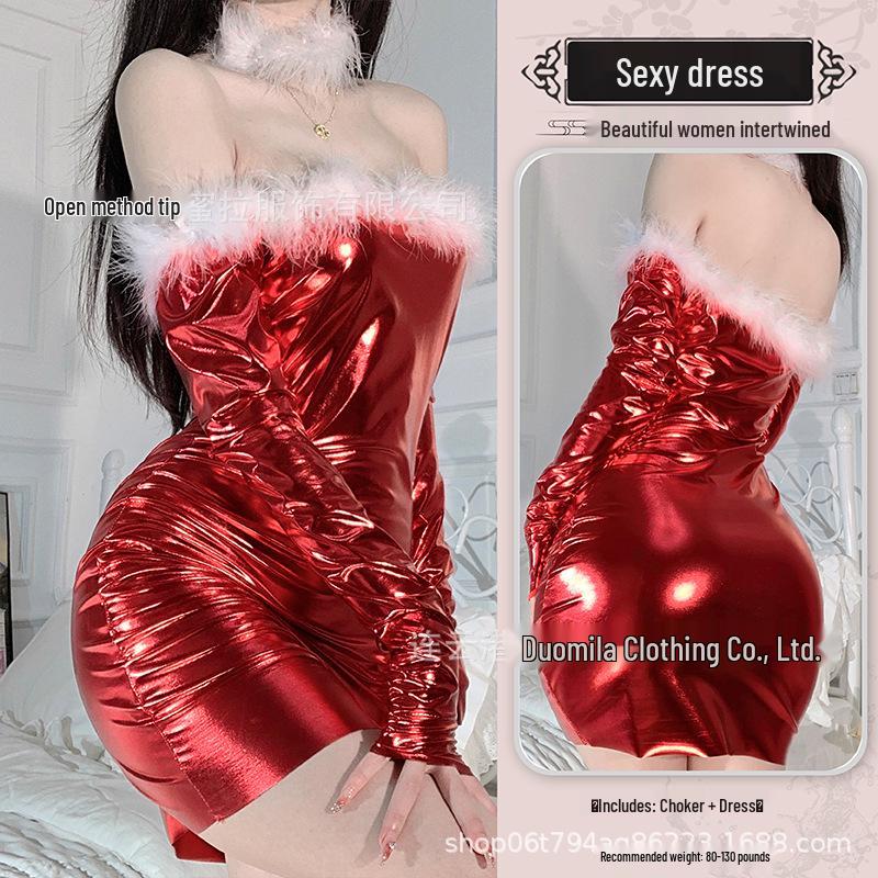 

Женское лоскутное платье-бодикон на одно плечо без бретелей для Рождества M (45-50 kg) красный