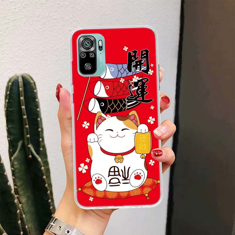 Lucky Cat Maneki Neko Japanese For Xiaomi Redmi Note 14 13 12 11 Pro Plus Phone Case 14S 12S 11S 11E 11T 10S 10 9S Fundas Cover