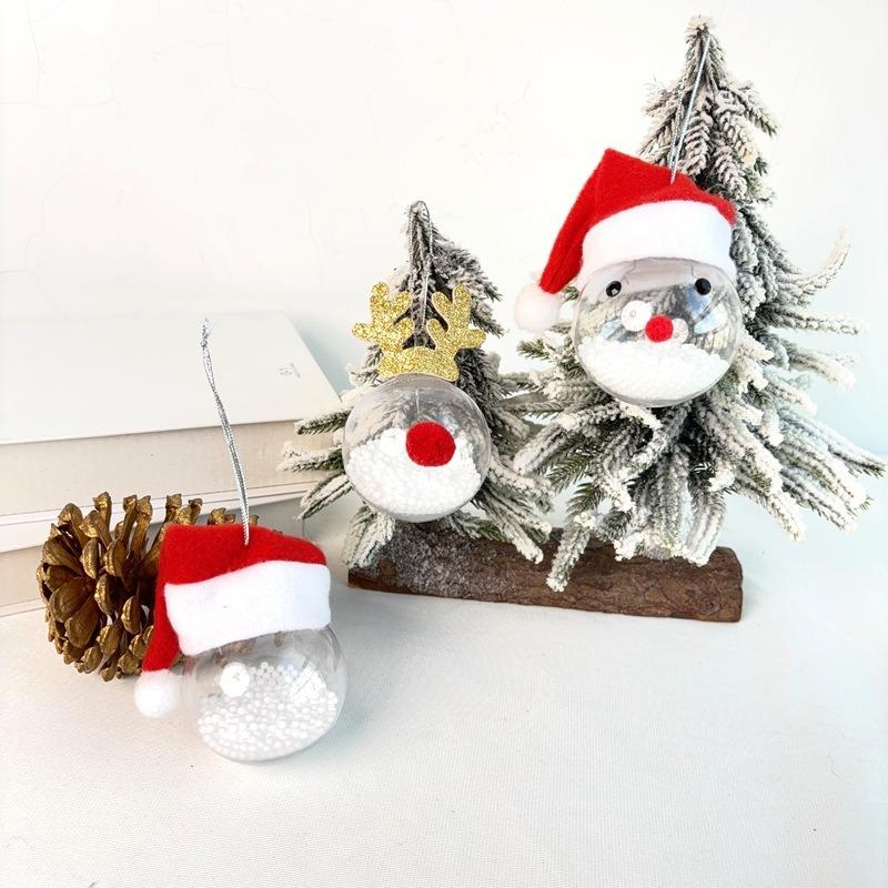 New Christmas Disco Ball Ornaments Elk Hat Xmas Tree Pendant Snowman Santa Claus Hanging Ball Merry Christma Decor New Year 2025