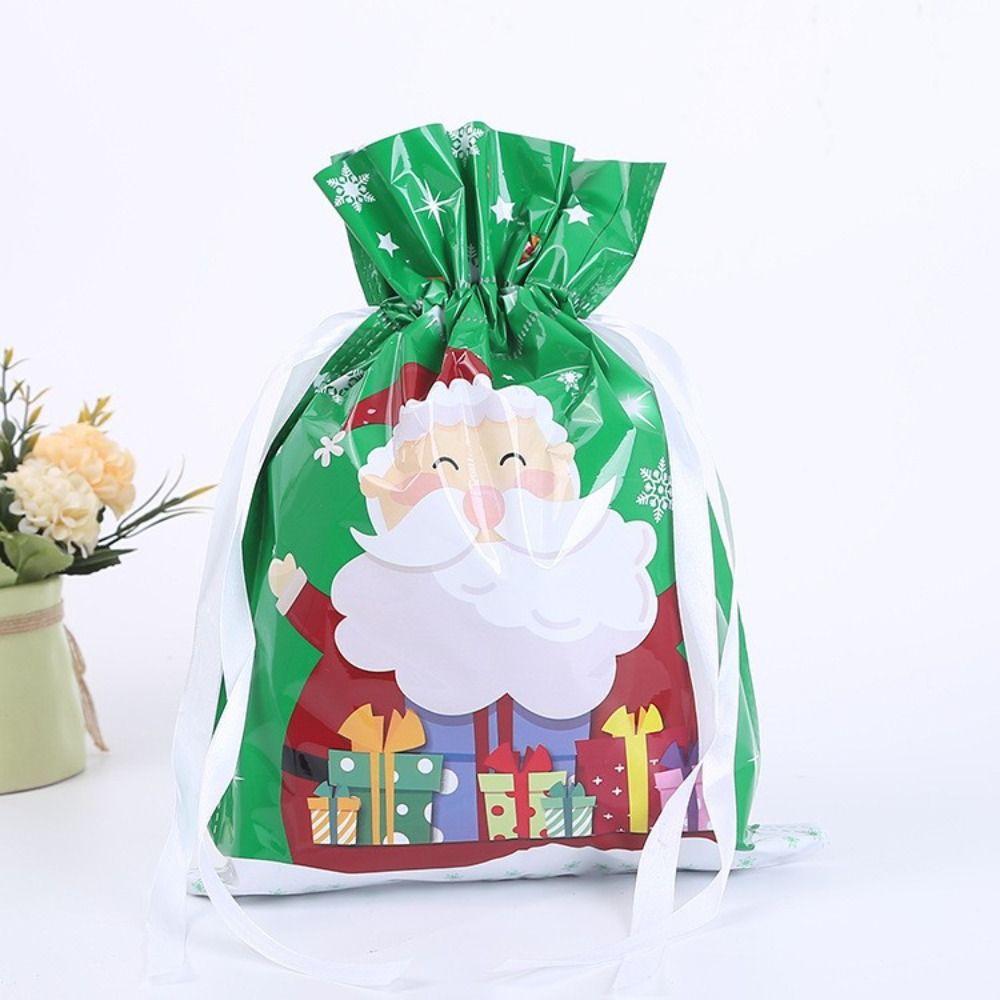 5Pcs Drawstring Christmas Candy Bags Large Candy Cookie Packaging Bag 2024 Gift Bag