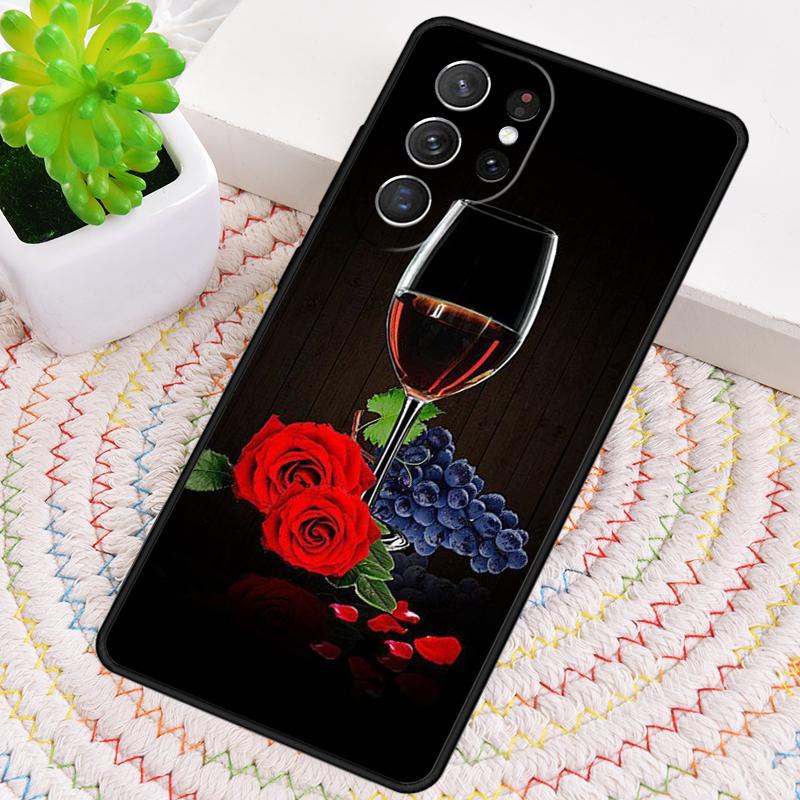 Custodia per Telefono in TPU con Disegno di Bicchiere di Vino Rosso Per Samsung Galaxy note 10 pro S26 S25 S24 S23 S22 Ultra Plus S21 FE S20 Copertura Antiurto