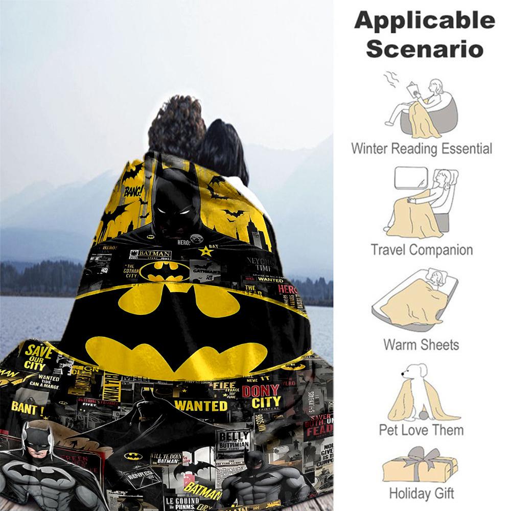 1PC Batman, Gotham City Outdoor Blanket Lightweight Flannel, Soft & Warm, All-Season Use for Sofa, Outdoor, Camping, Living Room, Office13