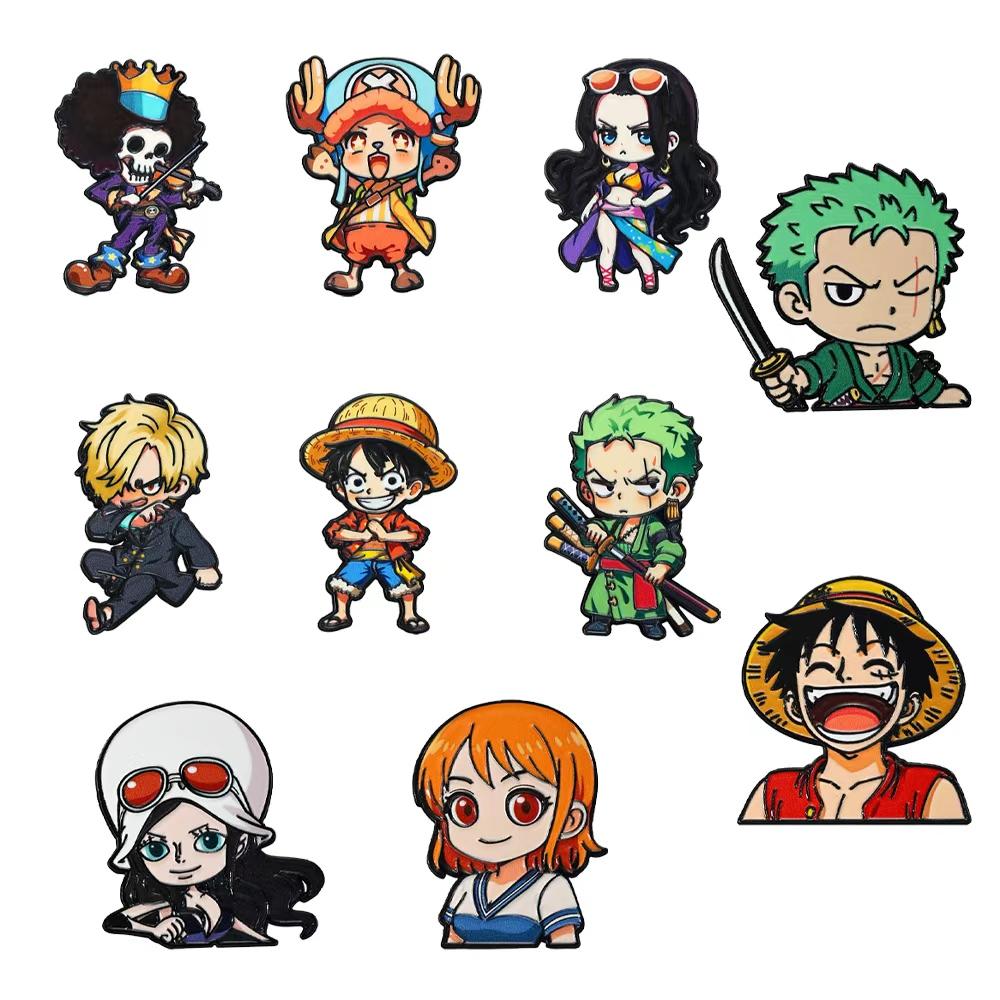 10 stuks One Piece Luffy Anime Leuke Jongens Emaille Speldjes Cartoon Broches voor Jas Mannen Mode Revers Speldjes Sieraden Cadeau voor Fans black