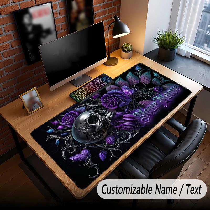 Skull Gothic Theme Custom Mouse Pad Personalized With Name Text Customized Desk Mat For Office Home Decor