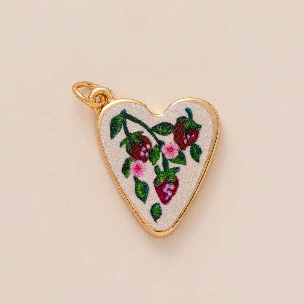 Dopamine Pendant Necklace, DIY Fruit Food Love Pendant, Copper Material, Gold-plated, Color Preserving