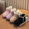 2025 Korean Style Suede Girls' Breathable All-Season Warm Snow Boots, Cotton Boots for Middle and Big Kids