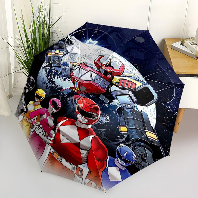 

1pc Power Rangers Auto-Open Umbrella, Portable 3-Fold Design with 8-Bone Iron Frame, Outdoor for Fans, Travelers, Everyday Use, Perfect Gift for Festi