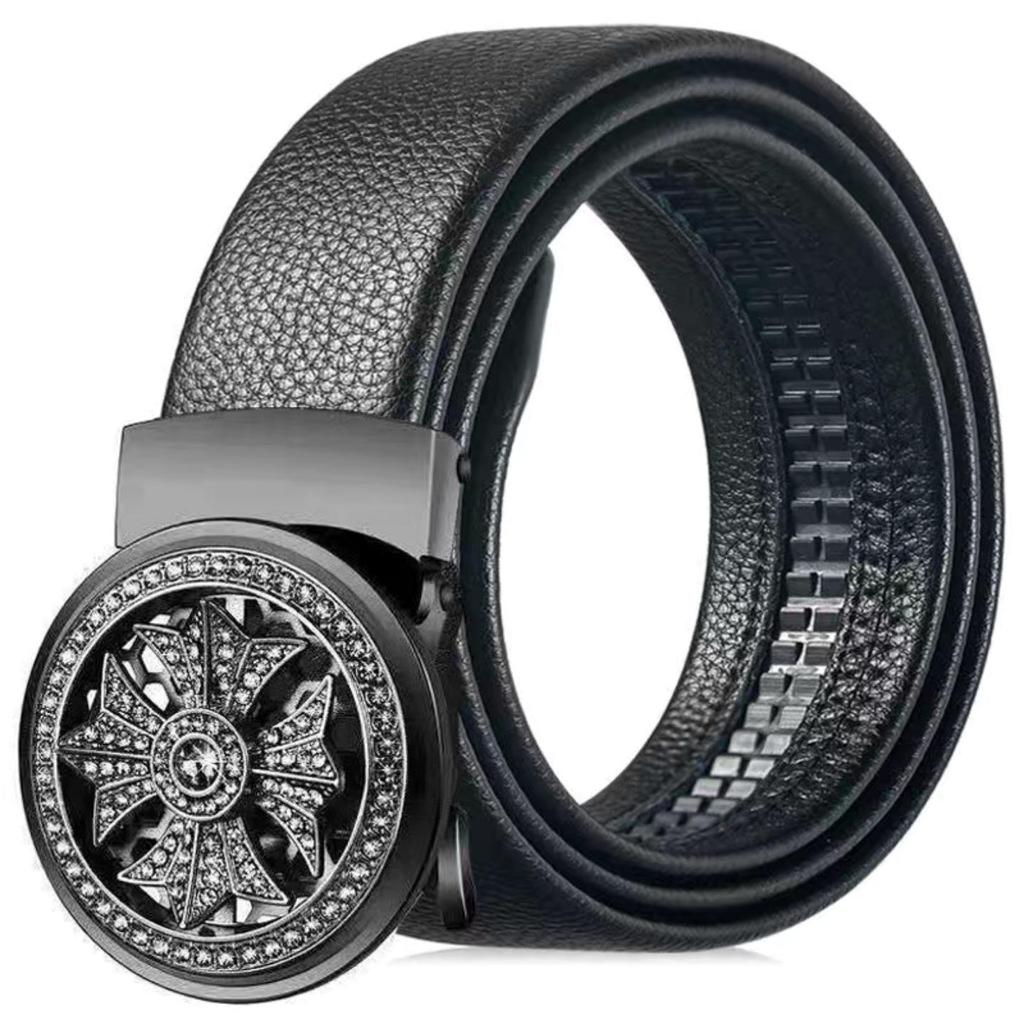 Elegant High-End Automatic Buckle Leather Belt – Versatile European & American Style for Men