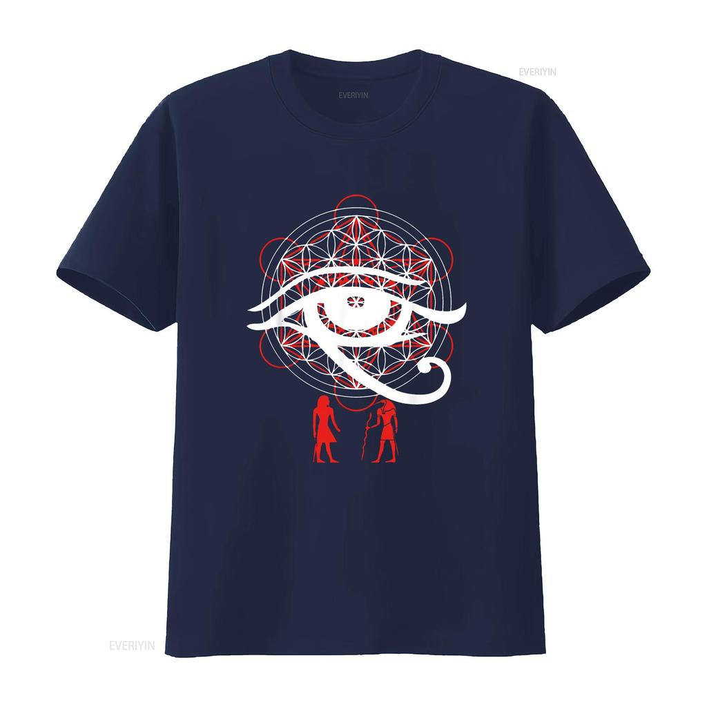 Womens Eye Of Horus Sacred Geometry T Shirt Flower Life Black Medium vintage Washed Stretched Casual Unisex fashion Stylish
