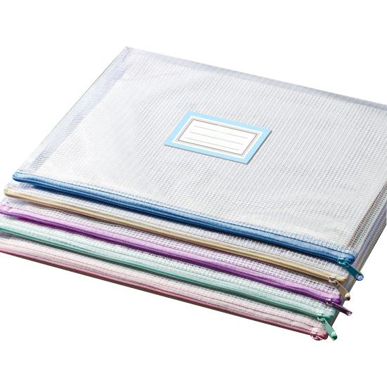 5 Pcs Mesh Zipper Bag A4 Letter Size Document Pouch Clear Plastic Waterproof Mesh Bag for Office School Travel