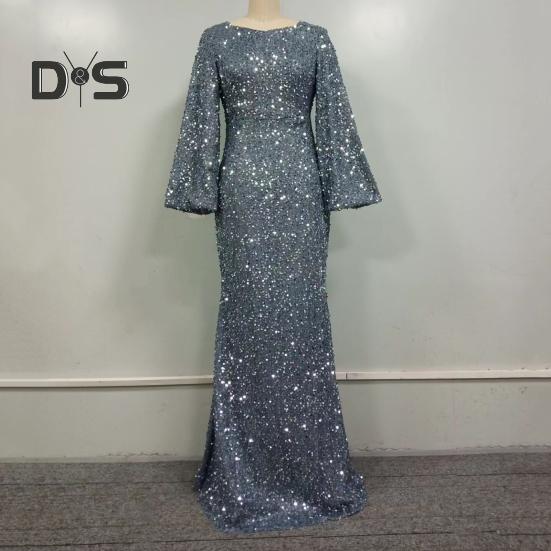 Dámské Večerní šaty Zvonové rukávy Flitr A-line Slim Fit Nízký střih s výstřihem do V Maxi šaty Střední pas Vzadu Zapínání na zip Plesové šaty