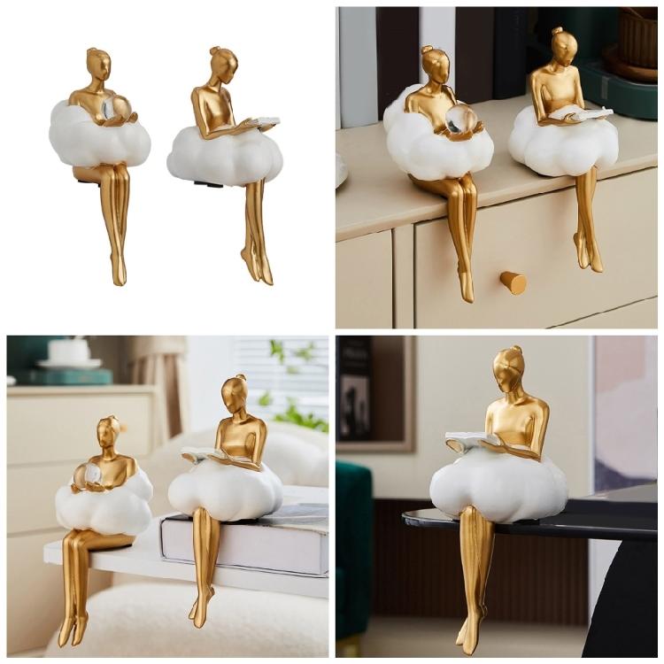 Artistic Resins Cloud Girl Figurine Thinker Sculpture Abstract Art Statue for Desk or Book Shelf Display Ornament Gift