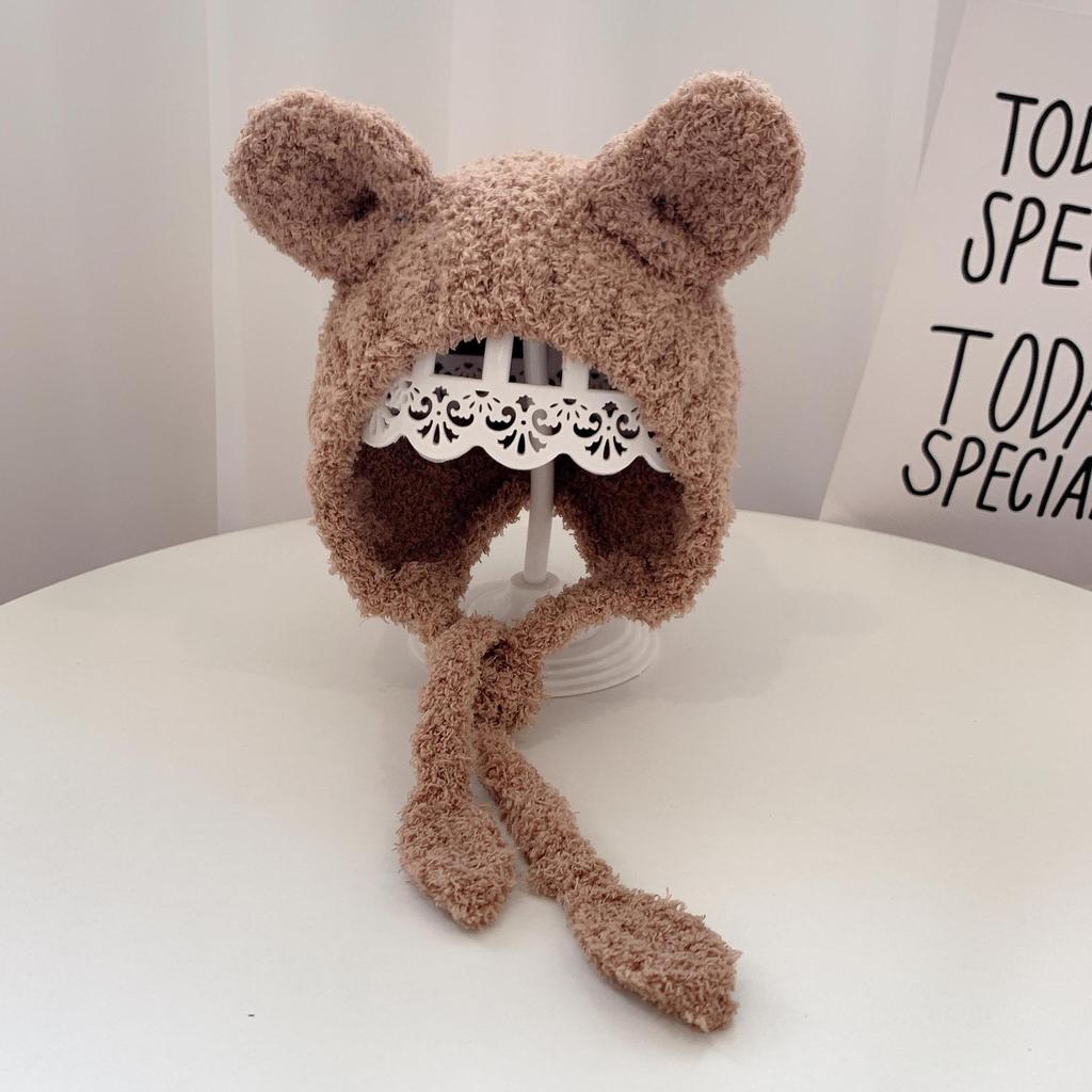 Cartoon Baby Plush Hat Winter Warm Infant Beanie Cap with Ears Autumn Cute Solid Color Kids Boy Girl Earflap Hats Bonnet Gorras