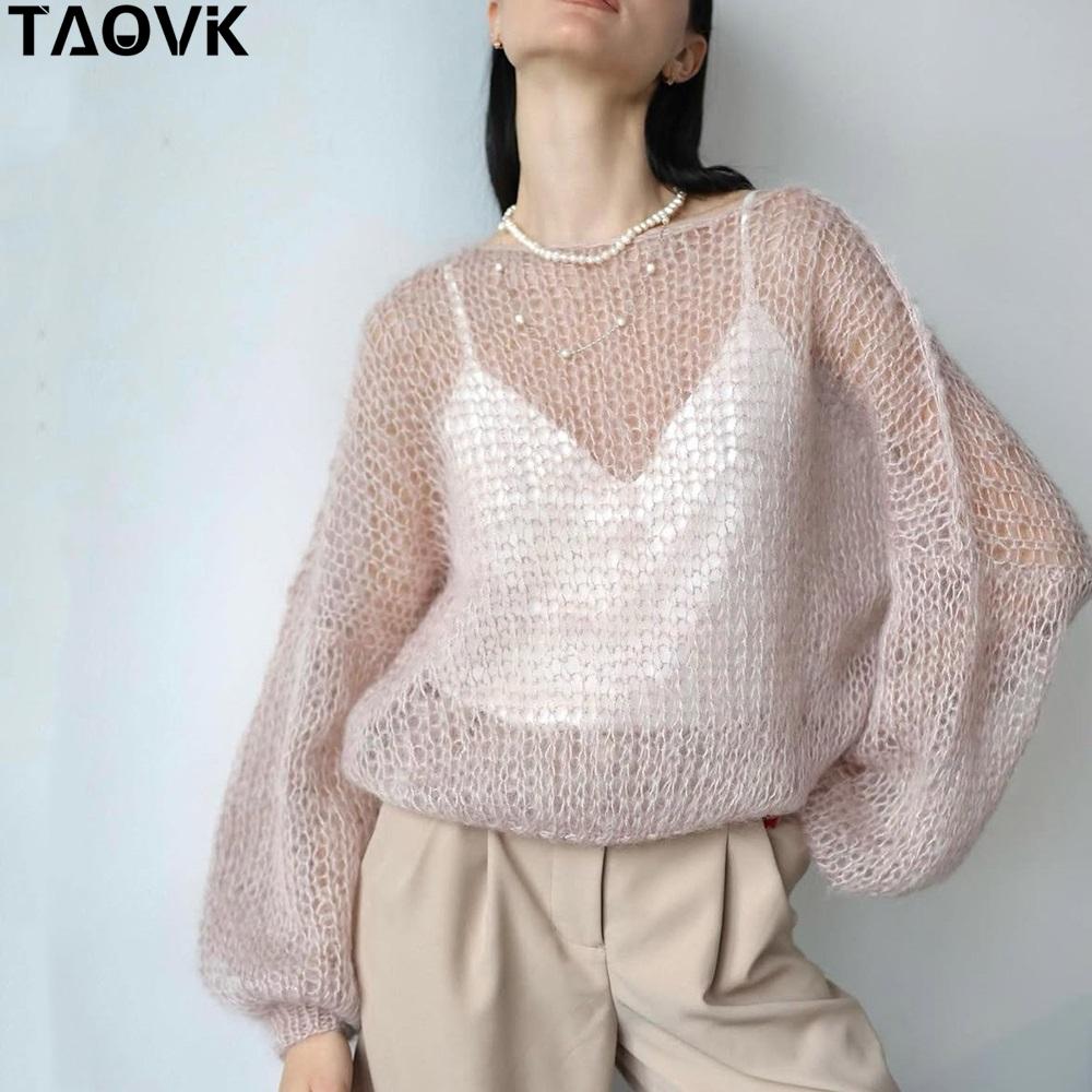 

TAOVK Жіночі в язані светри Жіночий тонкий пуловер із видаленням Модний рукав-ліхтарик Захист від сонця Вільний верхній халат Жіночий S