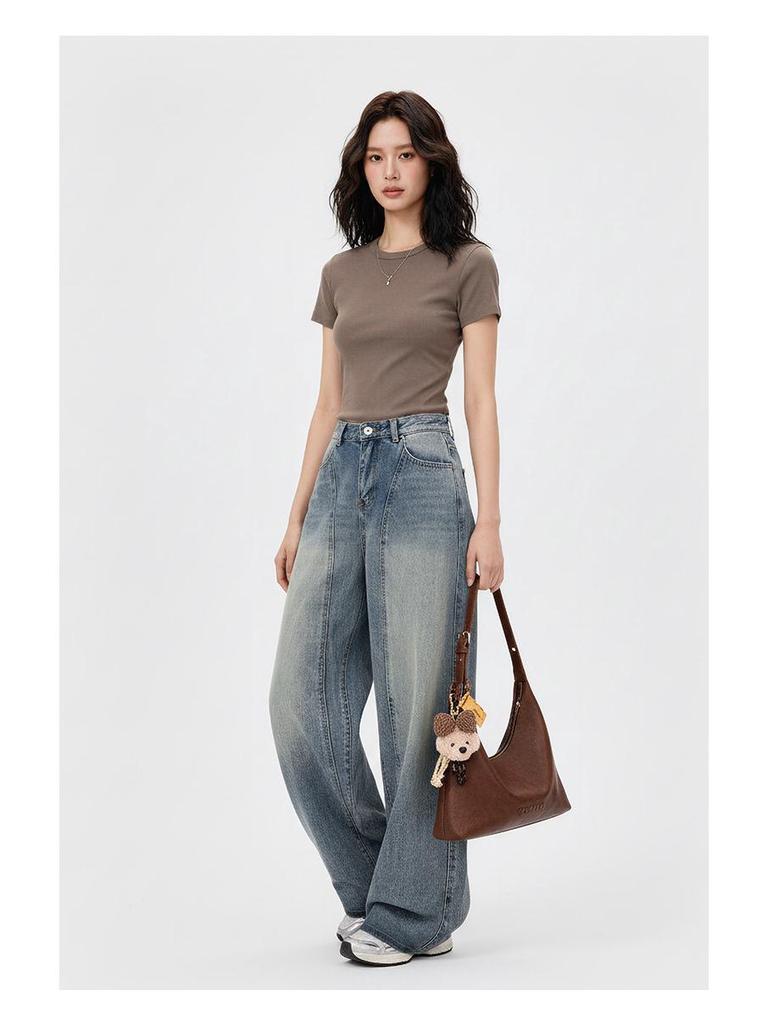 Women's Straight Shoulder Slim Fit T-Shirt - Short Sleeve, Versatile Summer Top