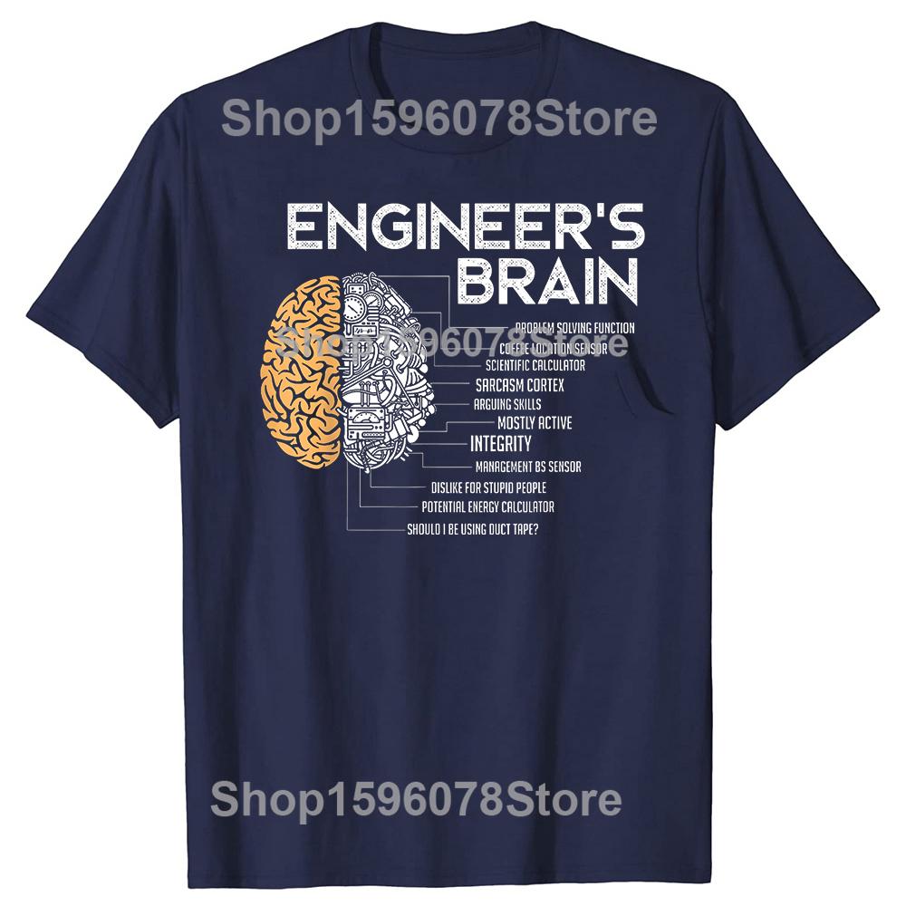 Funny Engineers Brain Graphic 100 Cotton Tshirts Men Fashion Print Tshirt Loose Oversized Streetwear Hip Hop Unisex T Shirt