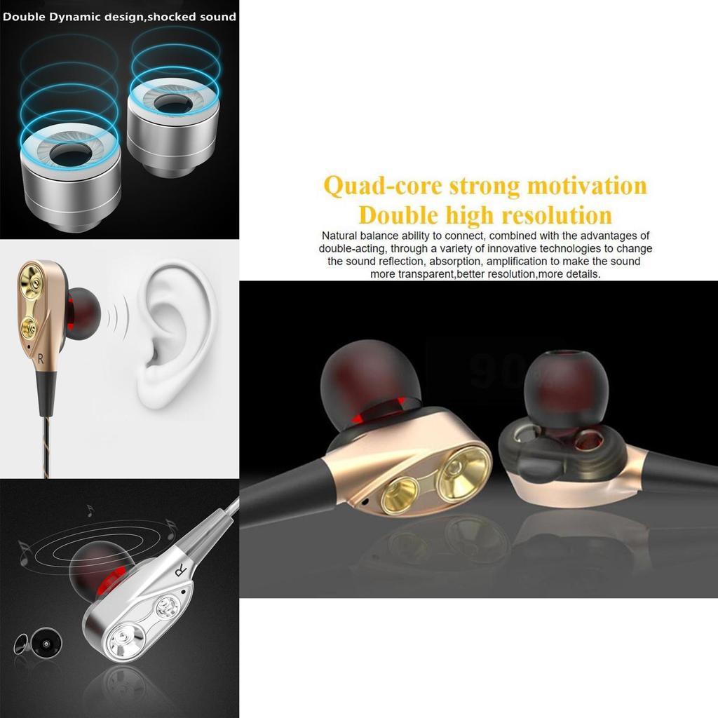 Premium Android In-ear Stereo Bass Earphone Dual Driver Sport Headset With Microphone