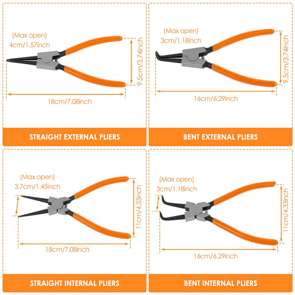 7 inch Circlip Pliers,Retaining Ring Pliersfor Removing Installing Puller Locking Rings Shafts Needle nose Pliers Remover Tool