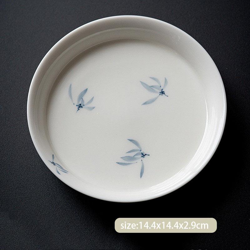 Chinese Round Ceramics Tea Tray Drainage Water Storage Tray Tea Ceremony Six Gentlemen Set Household Orchid Pot Bearing Cup Mat